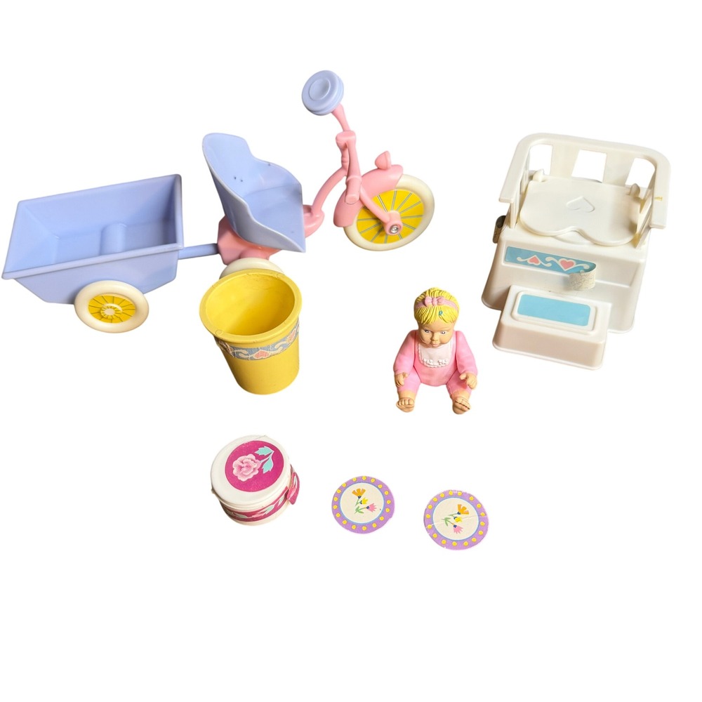 Vintage Barbie Heart Family Doll Playset w/ Tricycle Potty & Accessories Lot